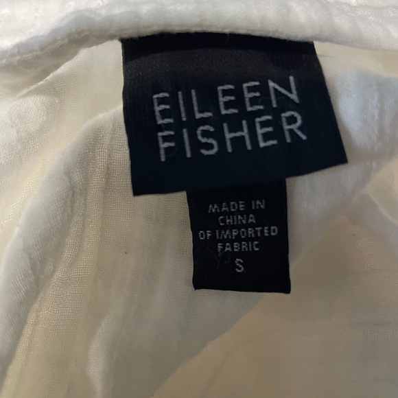 Eileen Fisher button down tunic top white gauze cotton women’s size small - Picture 3 of 4